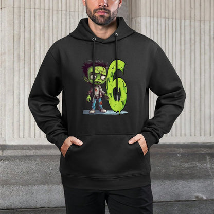 Kids Scary Zombie - Six Years - Creepy 6th Birthday Halloween Medium-Weight Fabric Hoodie