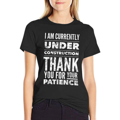 Funny Hospital Get Well Soon Gifts Under Construction Post Surgery - Black, Unisex-Adults,, Medium, US Size 15, 21 Inches Sleeve T-Shirt