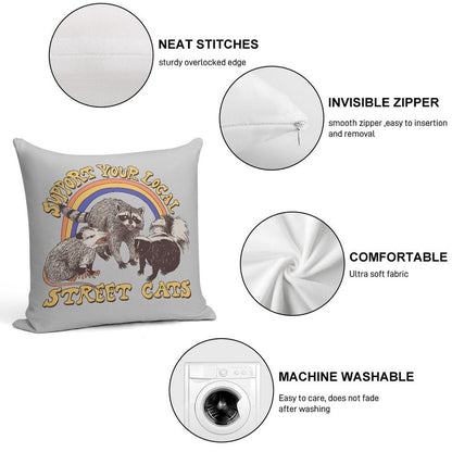 Street Cats Soft Luxury Feel Throw Pillow