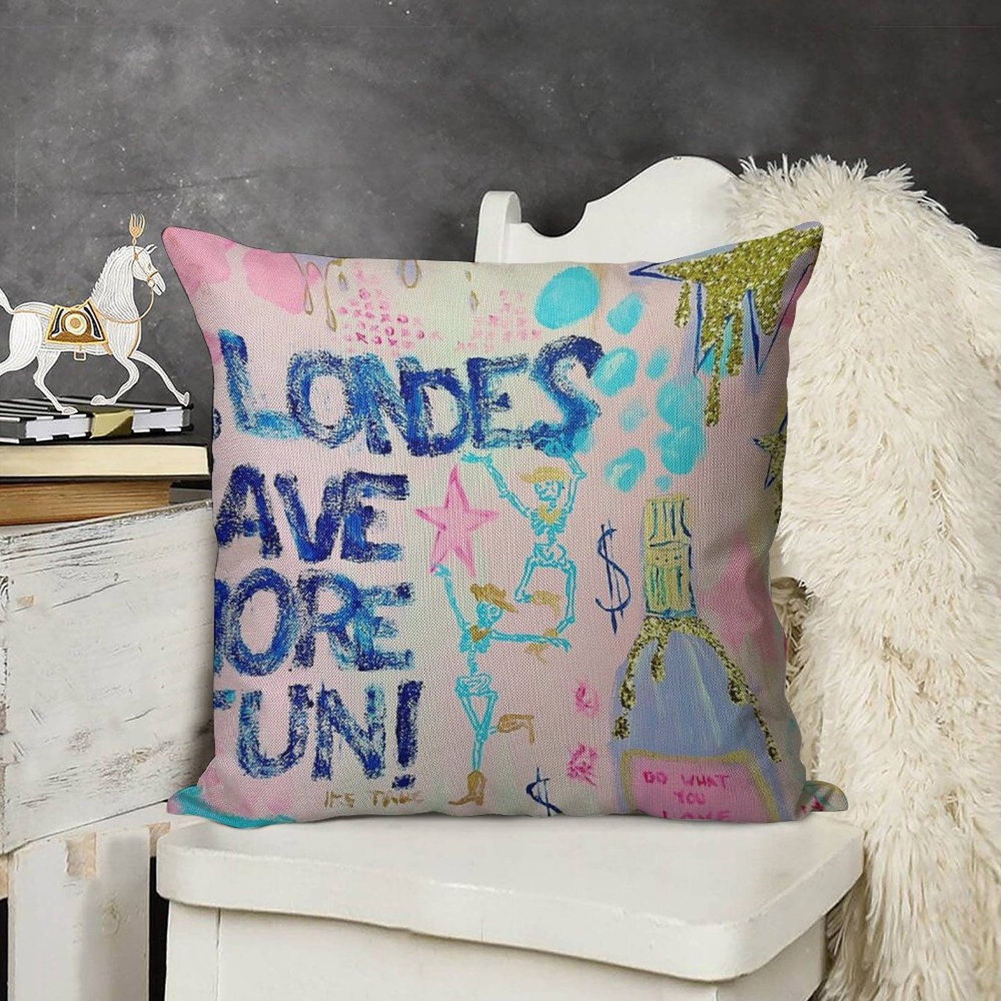 Blondes Have More Fun Linen Throw Pillow Cover