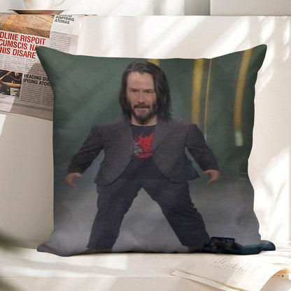 Baby Keanu Reeves Linen Throw Pillow Cover