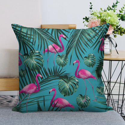Tropical Flamingo Pattern #4 #tropical #decor #art Linen Throw Pillow Cover