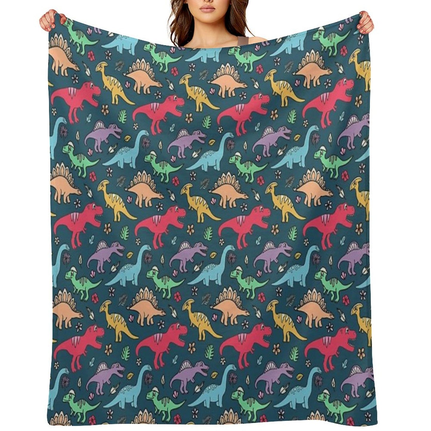 Dino Party - Dinosaur Pattern Throw Blanket