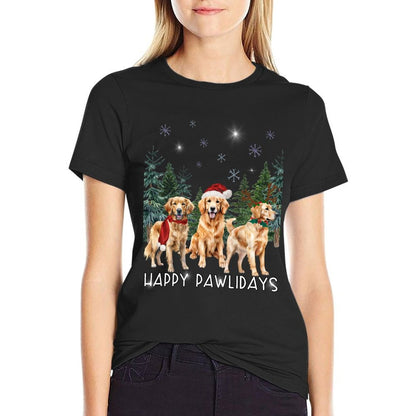 Golden Trio Retriever Dogs Christmas Happy Pawlidays  Versatile T-Shirt