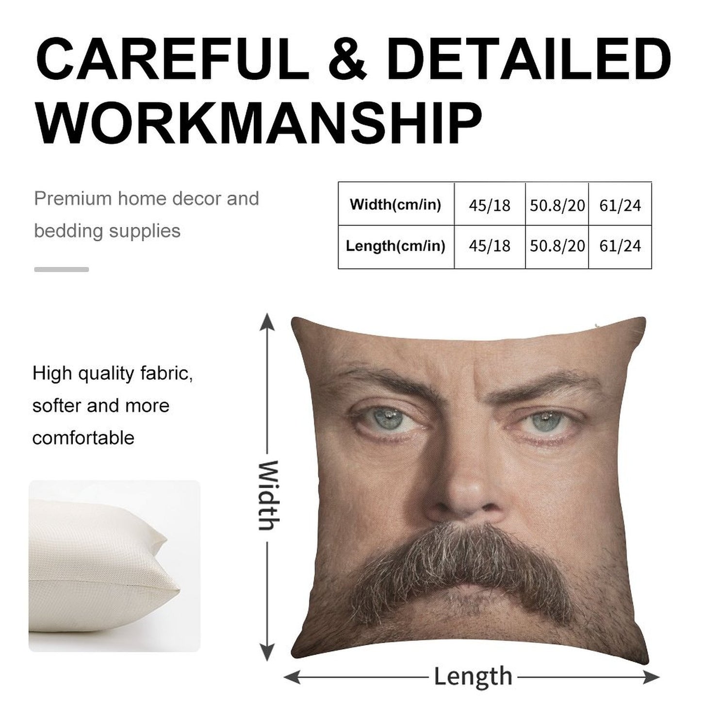 Ron Swanson  Nick Offerman Face Throw Pillow Linen Throw Pillow Cover