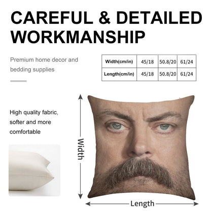 Ron Swanson  Nick Offerman Face Throw Pillow Linen Throw Pillow Cover