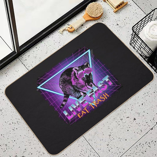 Raccoon Raccoons Live Fast Eat Trash Panda Funny Retro Gift  Rapid-Drying Bath Mat