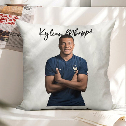 Kylian Mbappe Linen Throw Pillow Cover