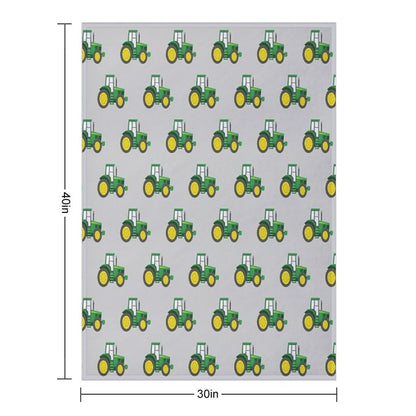 Green Tractors on Grey - Farming - Farm Themed Throw Blanket
