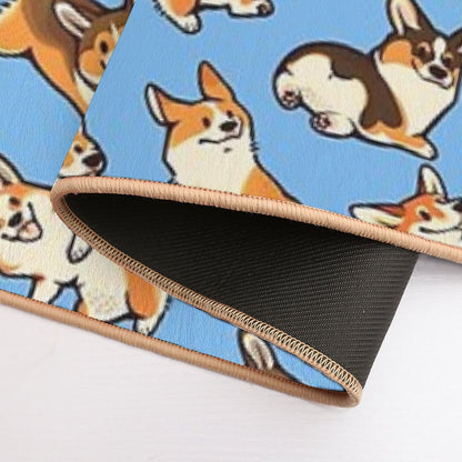 Jolly Corgis in Blue  Rapid-Drying Bath Mat