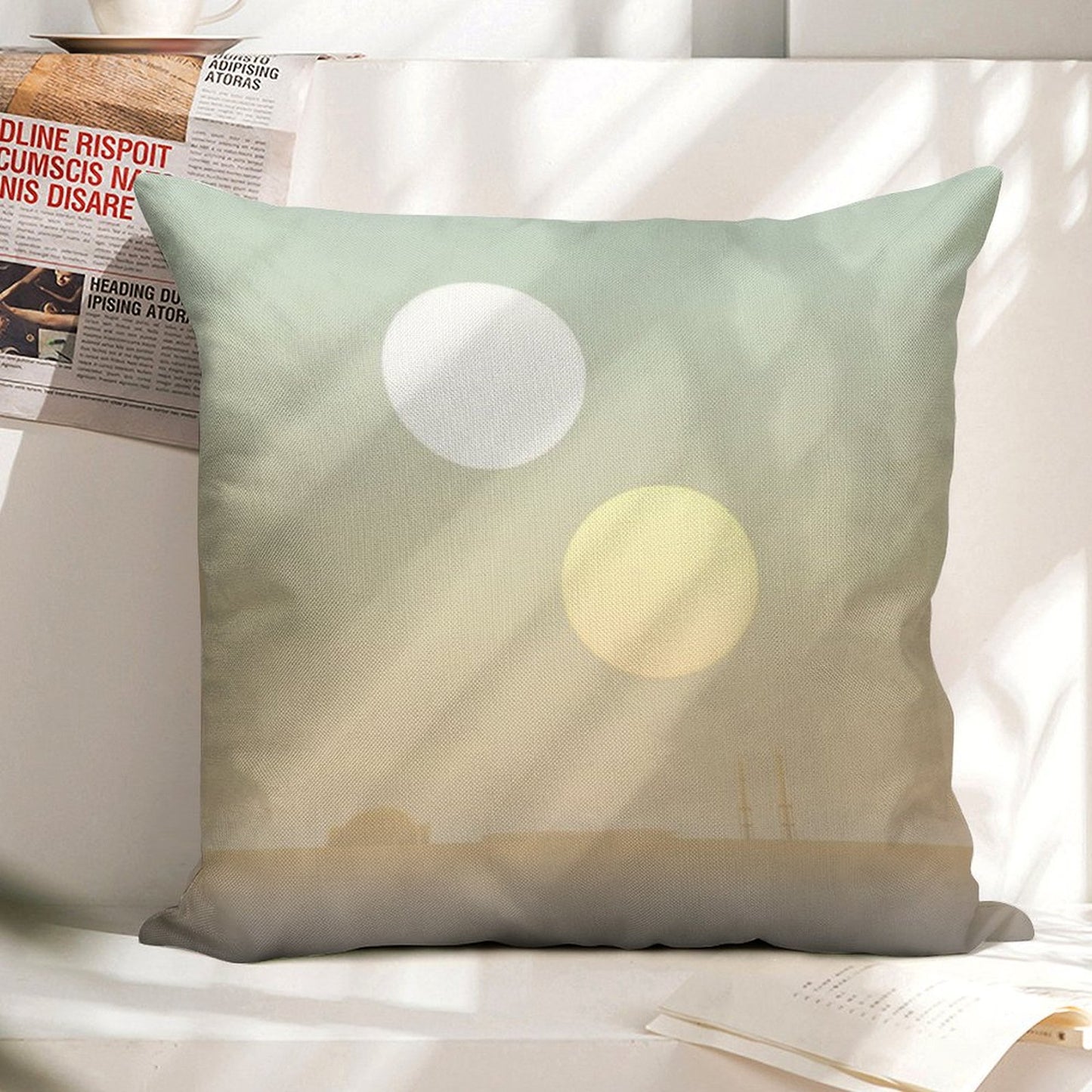 Two Suns Linen Throw Pillow Cover