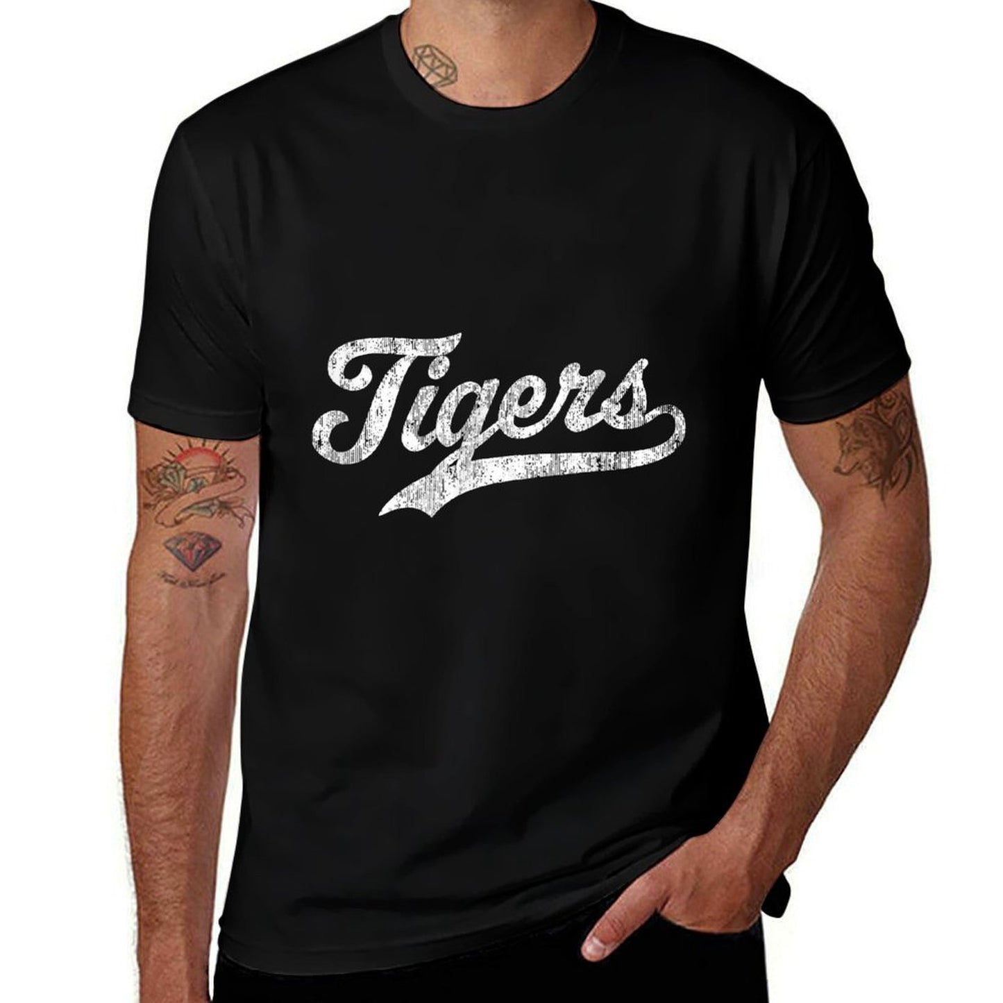 Tigers Mascot T Vintage Sports Name Design  Moisture-wicking T-Shirt
