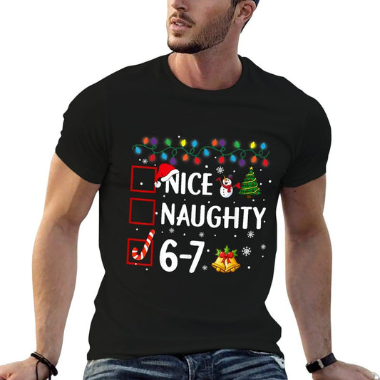 Funny 6-7 Meme Nice Naughty 67 Christmas Brain Rot  Quick-drying T-Shirt