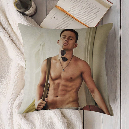 Channing Tatum Shirtless Linen Throw Pillow Cover
