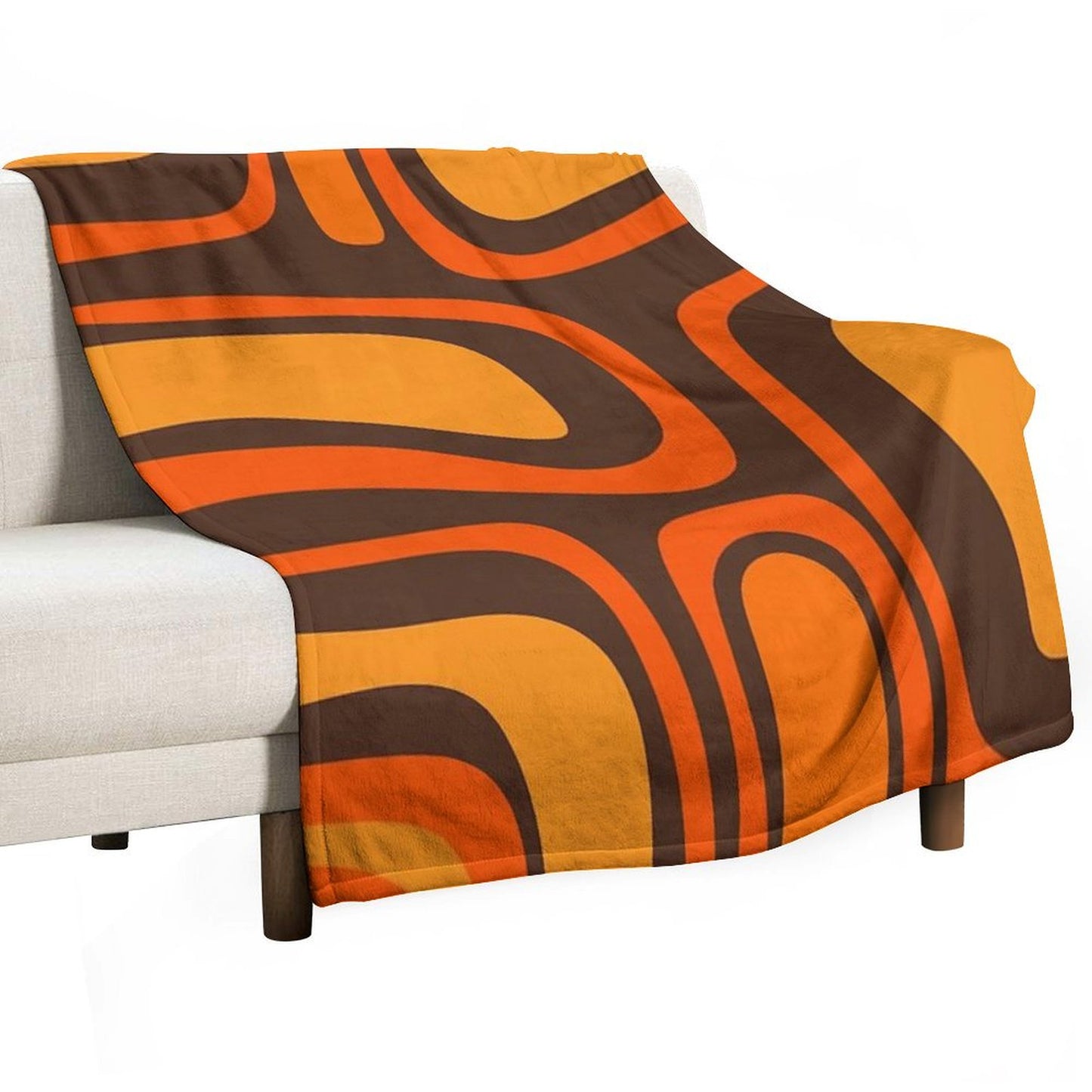 Palm Springs Retro Mid-Century Modern Abstract Pattern in 70s Brown And Orange Throw Blanket