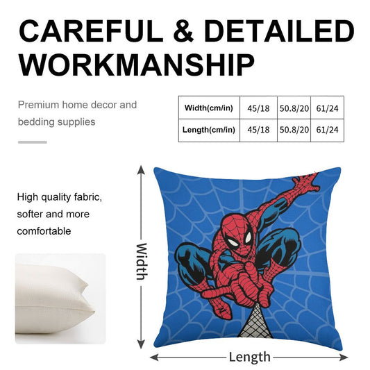 Spider Superhero Linen Throw Pillow Cover