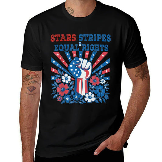 Stars Stripes And Equal Rights 4th July Patriotic Activist  Affordable Price T-Shirt
