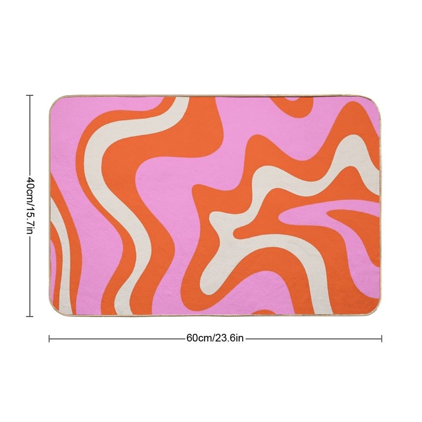 Retro Liquid Swirl Abstract Pattern Hot Pink Bright Orange Cream Bath Mat