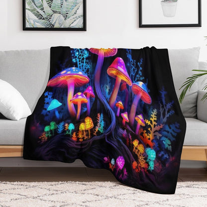 MAGIC MUSHROOMS PSYTRANCE TAPESTRY Throw Blanket