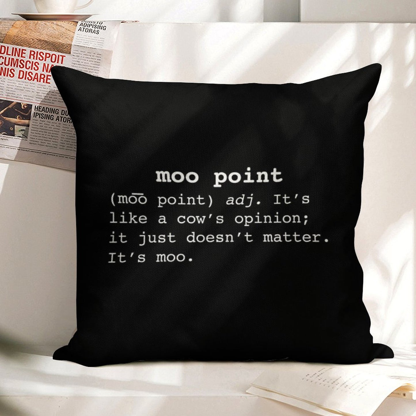 Moo Point Linen Throw Pillow Cover