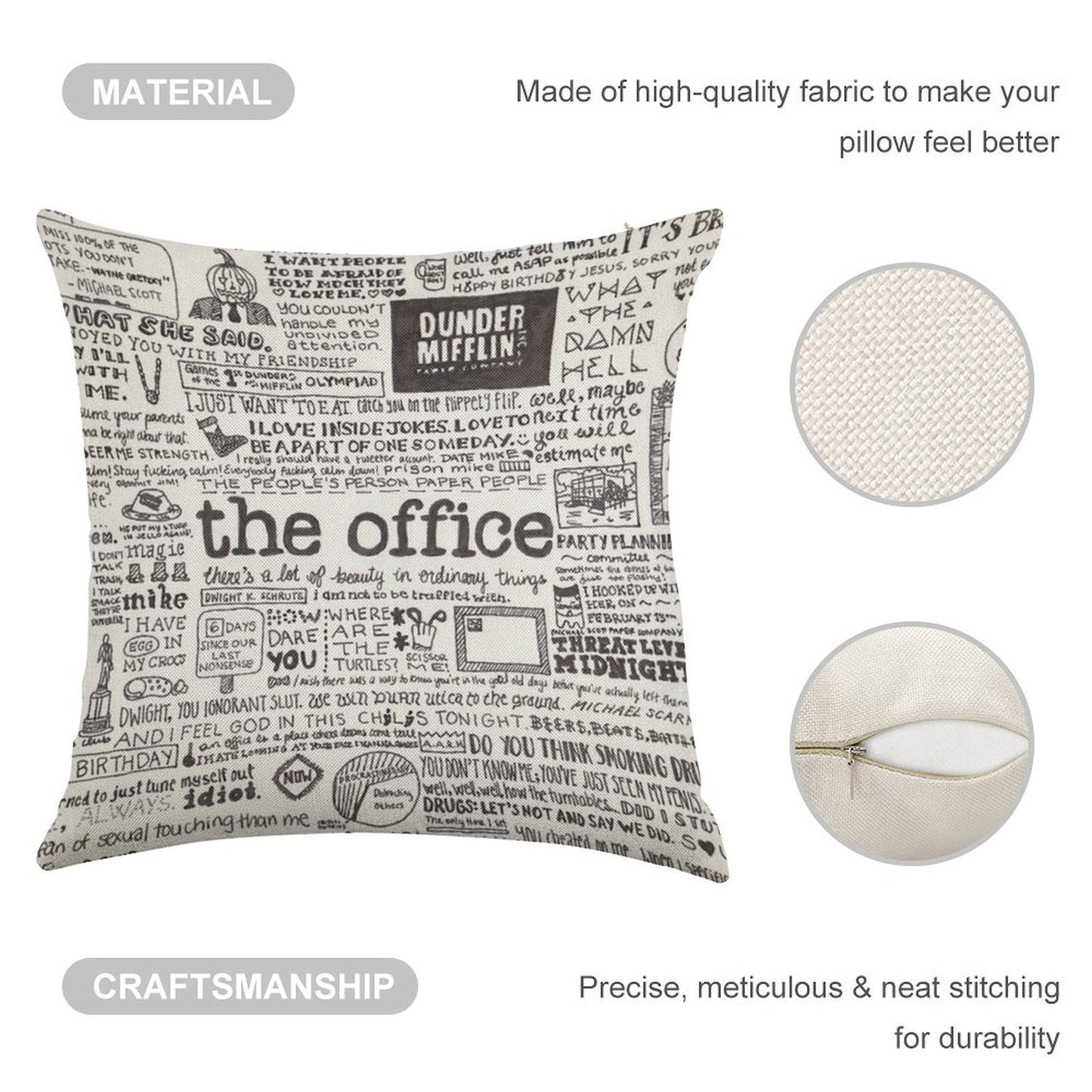 A Visual Representation of The Office Linen Throw Pillow Cover