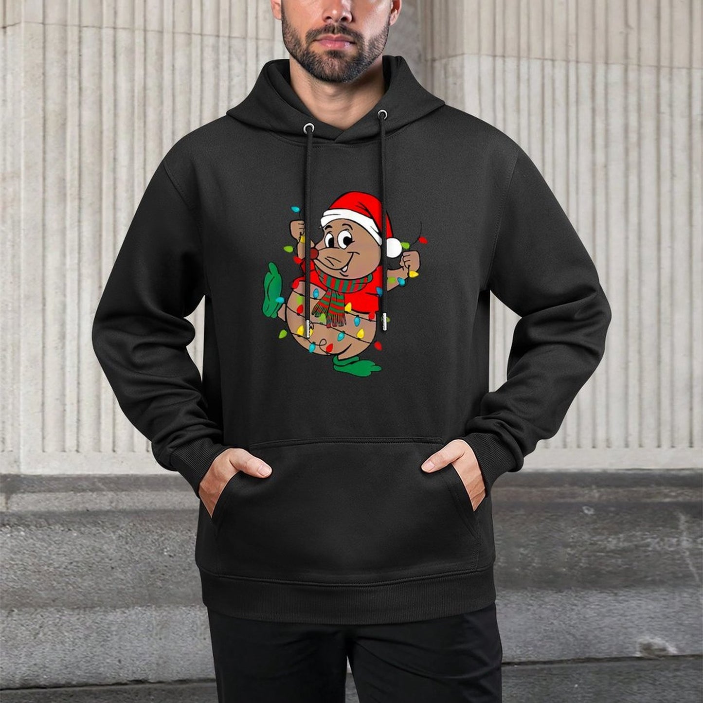 Cute Santa Gus Christmas Lights Moisture-Wicking Hoodie