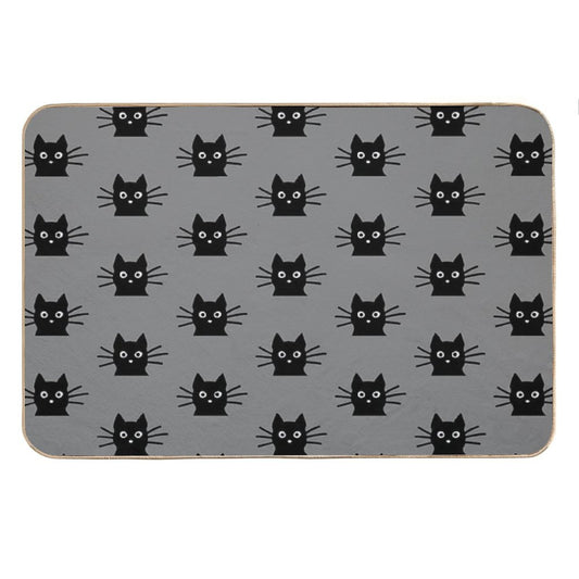 Black Cat Face Bath Mat