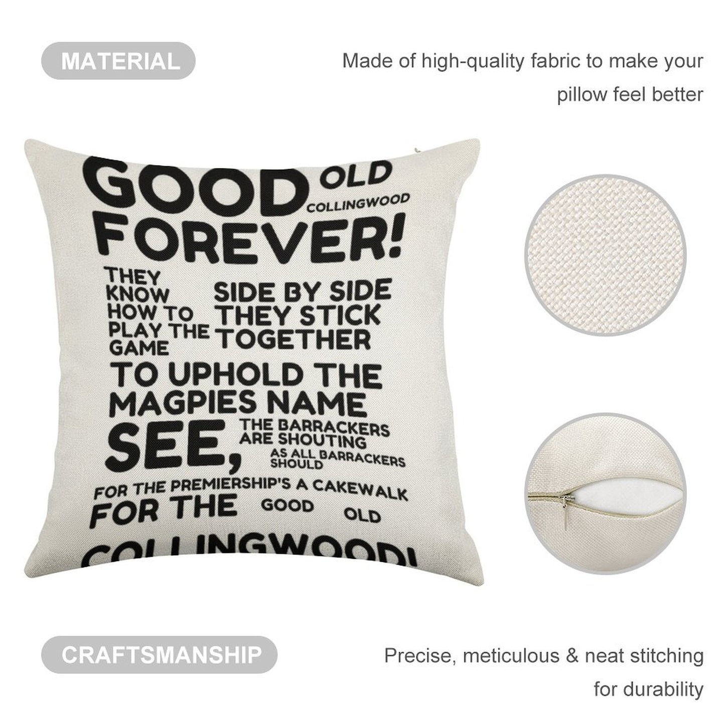 Good Old Collingwood Forever! Linen Throw Pillow Cover