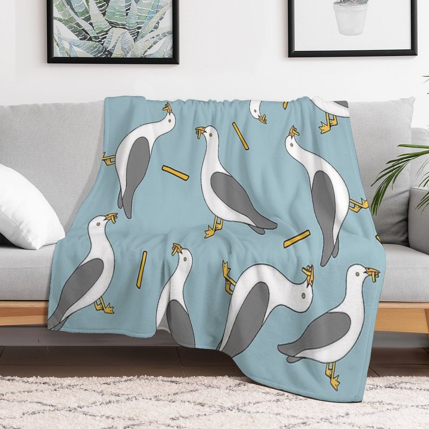 Seagull And Chips Throw Blanket
