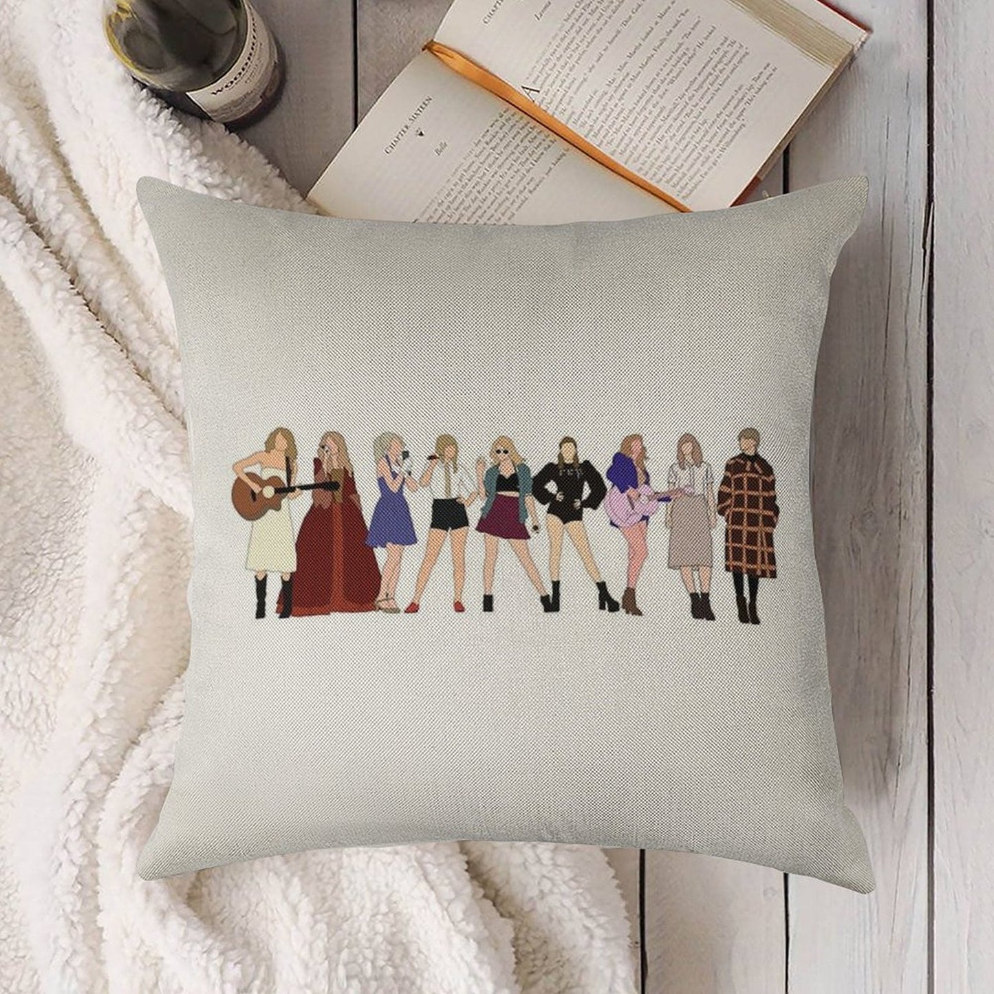 TAYLOR SWIFT 9 ERAS Linen Throw Pillow Cover