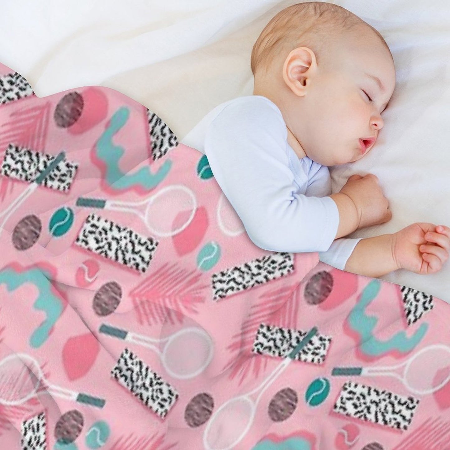 Playa' - Tennis Sports Full Court Action Hipster Abstract Minimal Retro Memphis Squiggle Pattern Throw Blanket