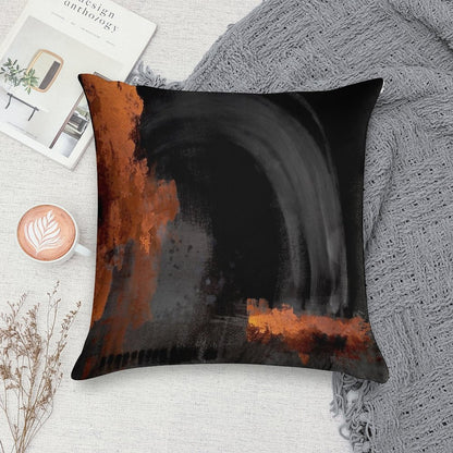 Black Orange Abstract Soft Home Decor Throw Pillow