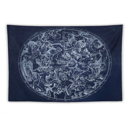 Vintage Constellations & Astrological Signs  White Tapestry