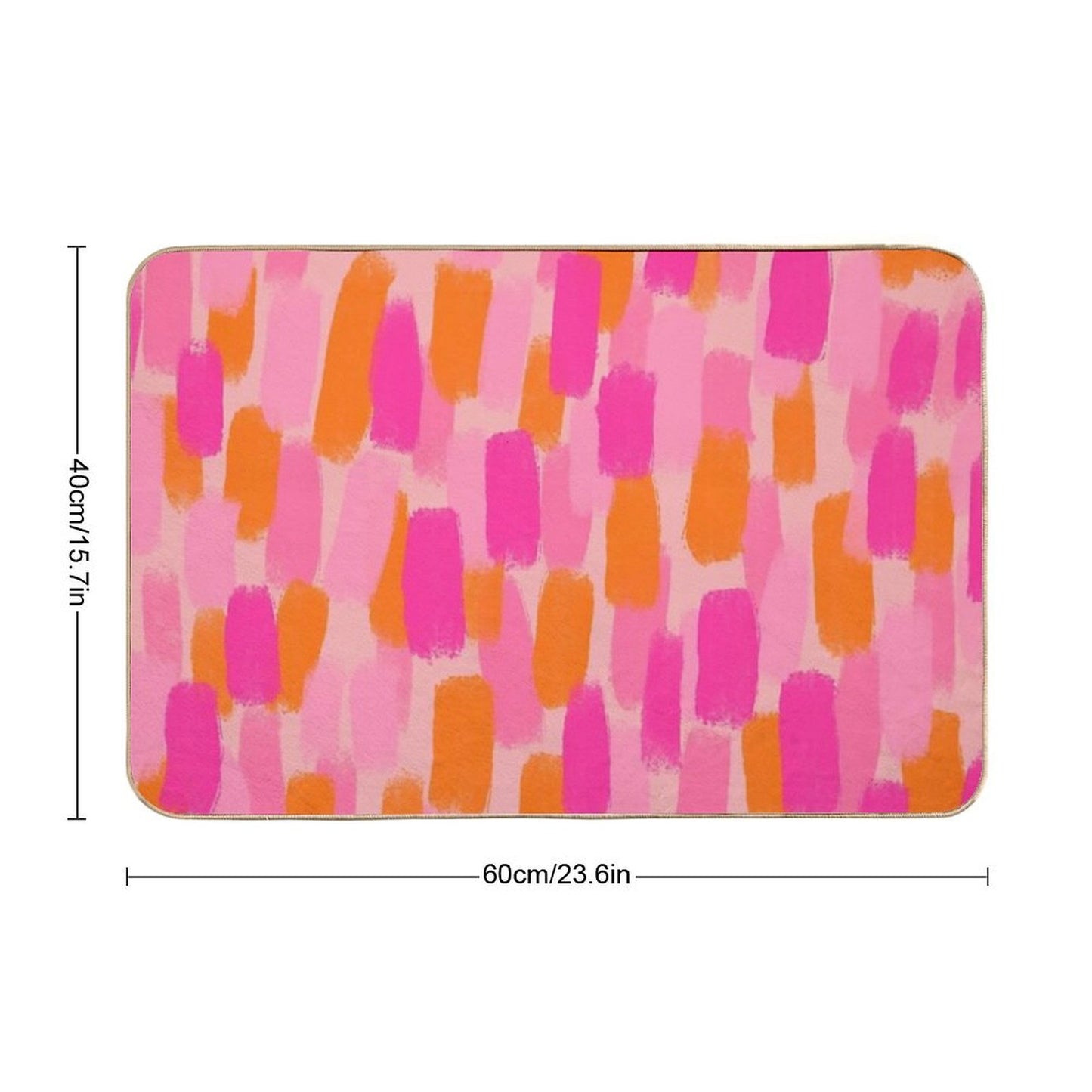Abstract, Pink with Orange, Paint Brush Effect Bath Mat