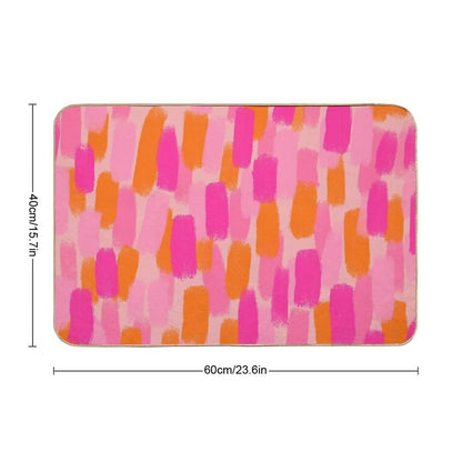 Abstract, Pink with Orange, Paint Brush Effect Bath Mat