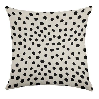 Preppy Brushstroke Free Polka Dots Black And White Spots Dots Dalmation Animal Spots Design Minimal Linen Throw Pillow Cover