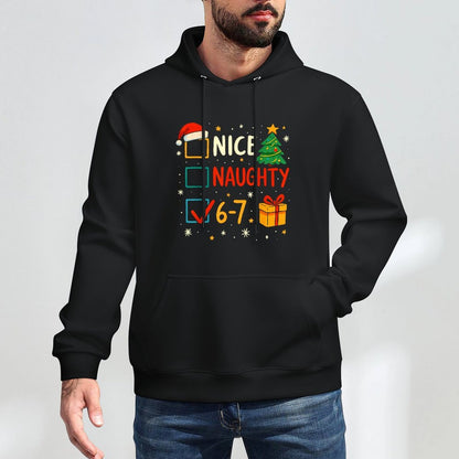 Christmas List Nice Naughty 6 7 Funny Six Seven Meme 67 Xmas Machine Washable Hoodie