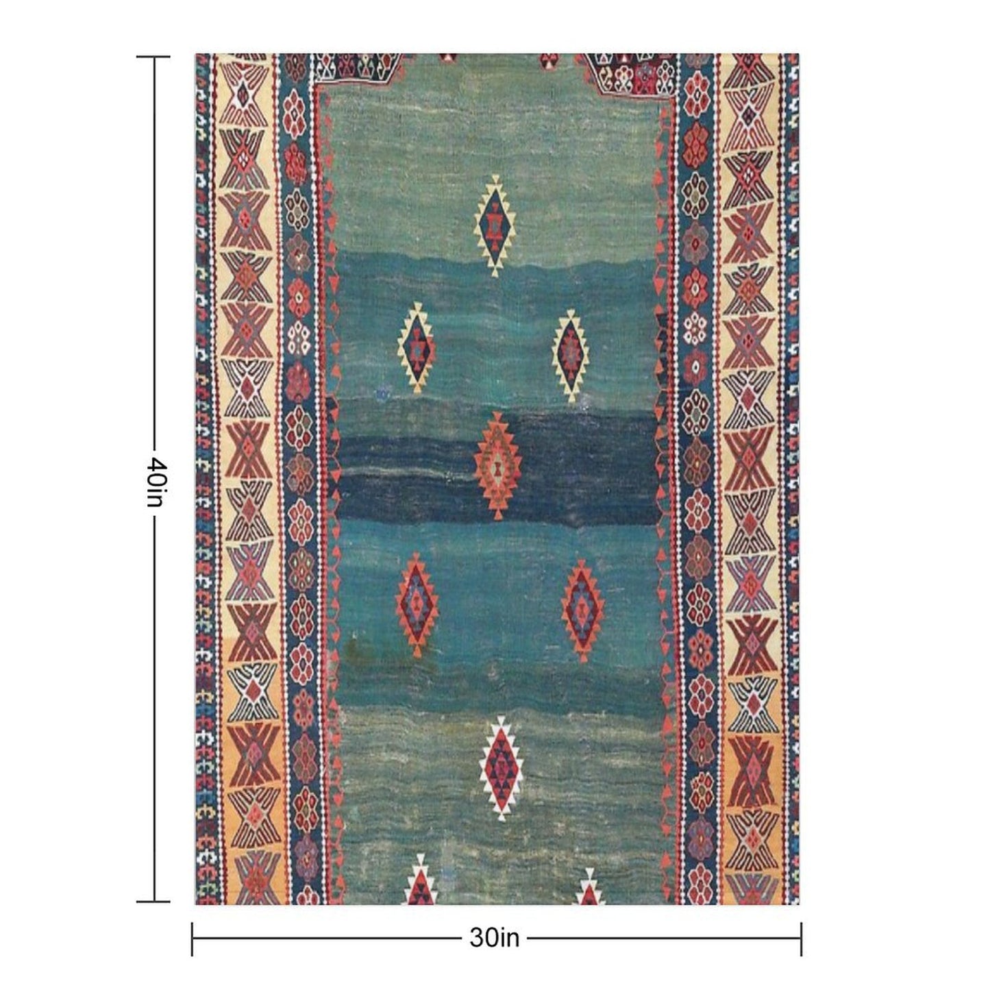 Sivas Antique Turkish Niche Kilim Print Throw Blanket
