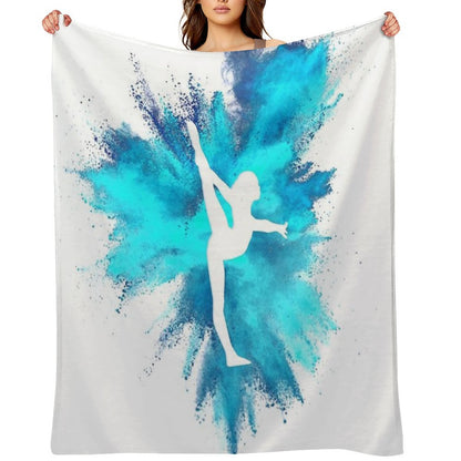 Gymnast Silhouette - Blue Explosion Throw Blanket