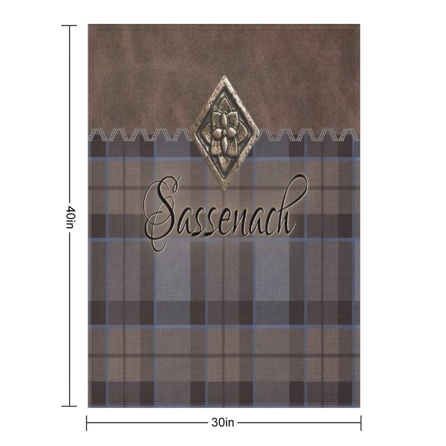 Outlander - Leather And Tartan with Metal Flower Accent Throw Blanket