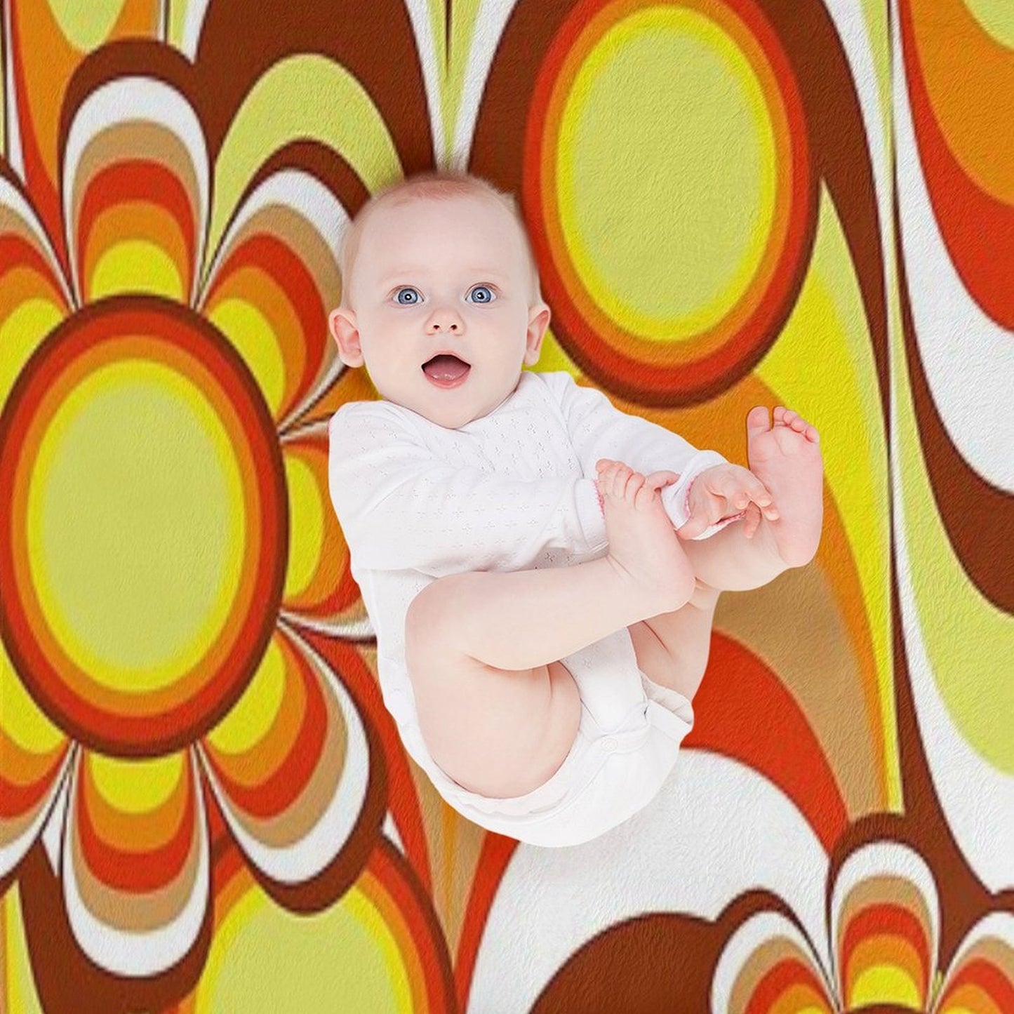 Groovy 60s Psychedelic Flower Throw Blanket