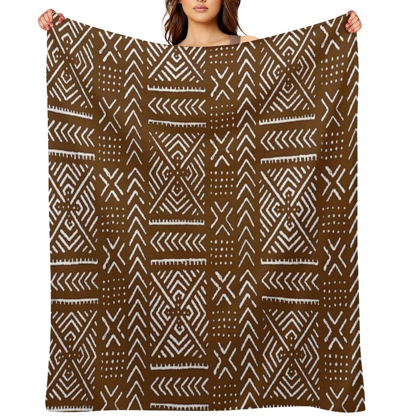 Line Mud Cloth  Brown Throw Blanket