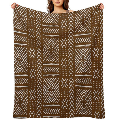 Line Mud Cloth  Brown Throw Blanket