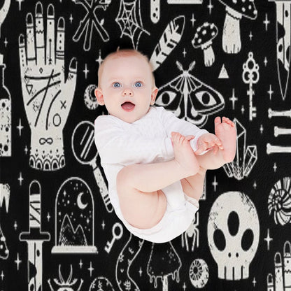 Curiosities Bone Black Throw Blanket