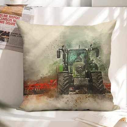 Fendt Tractor Grafting Linen Throw Pillow Cover
