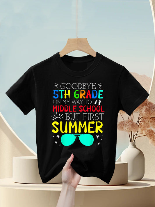 Goodbye 5th Grade Graduation To Middle School First Summer Kids T-Shirt