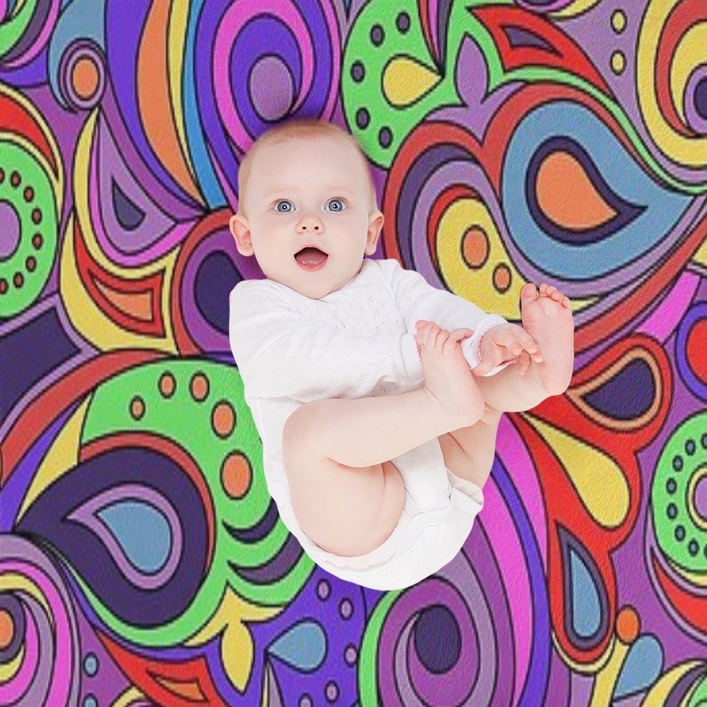 Groovy Psychedelic Hippy Paisley Pattern Throw Blanket