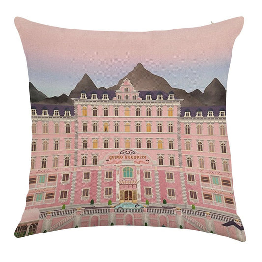 Grand Budapest Hotel Poster Wes Movie Rushmore Linen Throw Pillow Cover