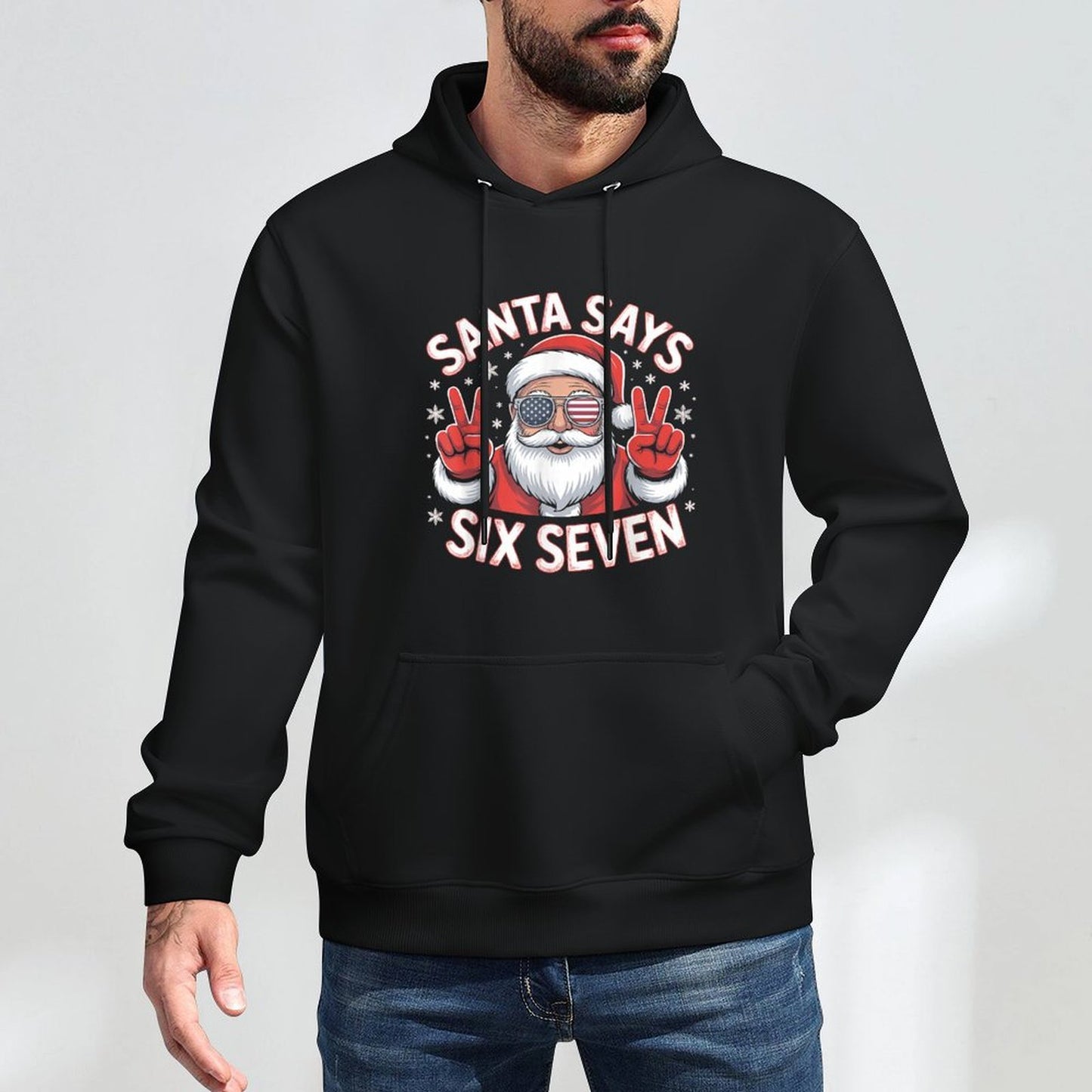 Santa Says 67 Funny 6 7 Meme Christmas Easy Care Hoodie