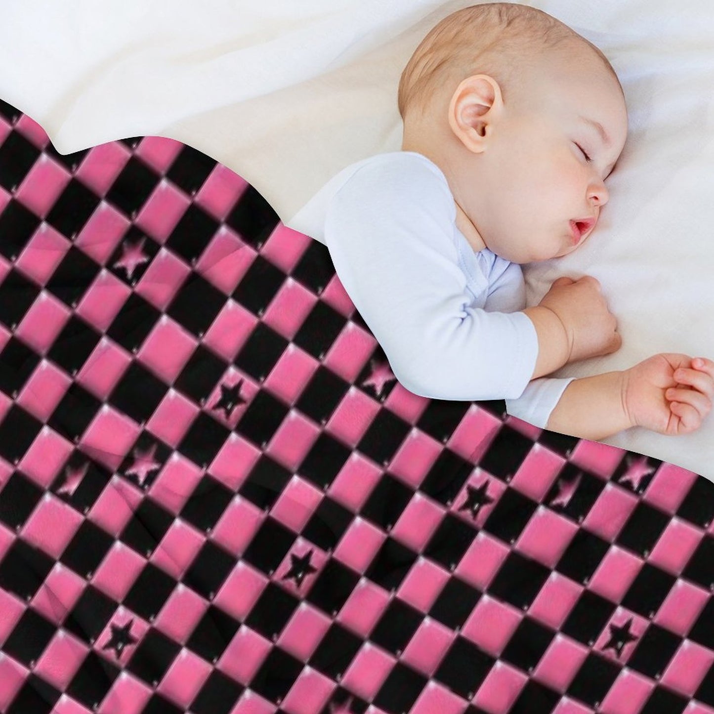 Emo Black And Pink Stars Throw Blanket
